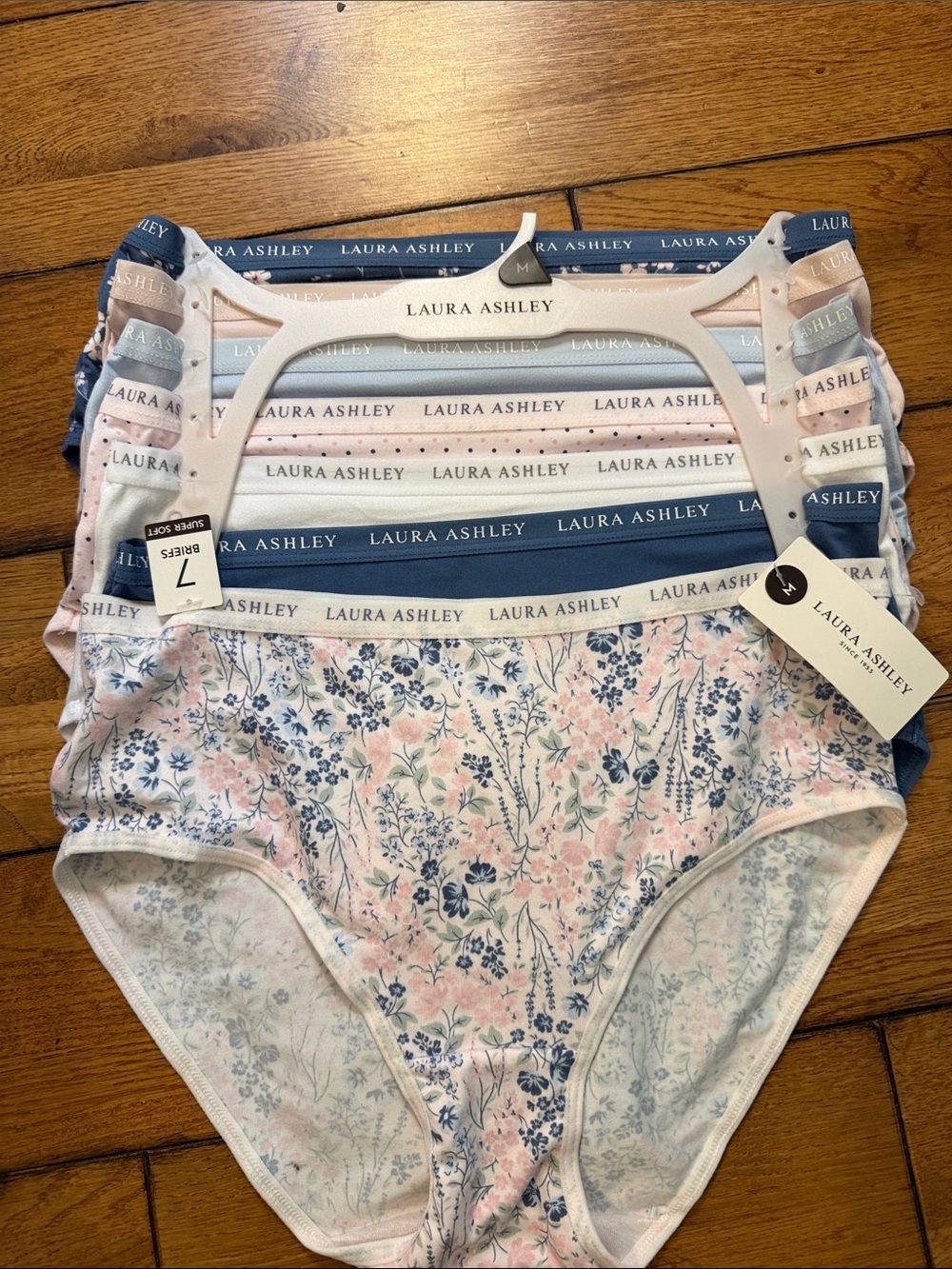 Laura Ashley Women’s Cotton Briefs Set in Pink and Blue